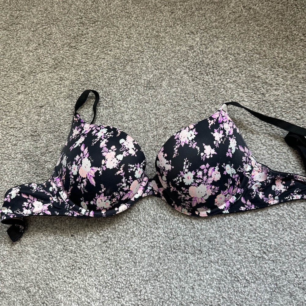 PINK Floral Push Up Bra